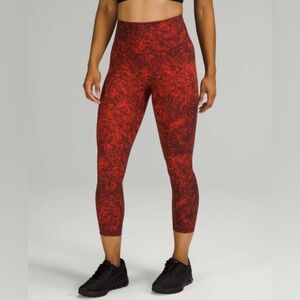 Lululemon | Wunder Train High Rise Crop Leggings in Red Size 20